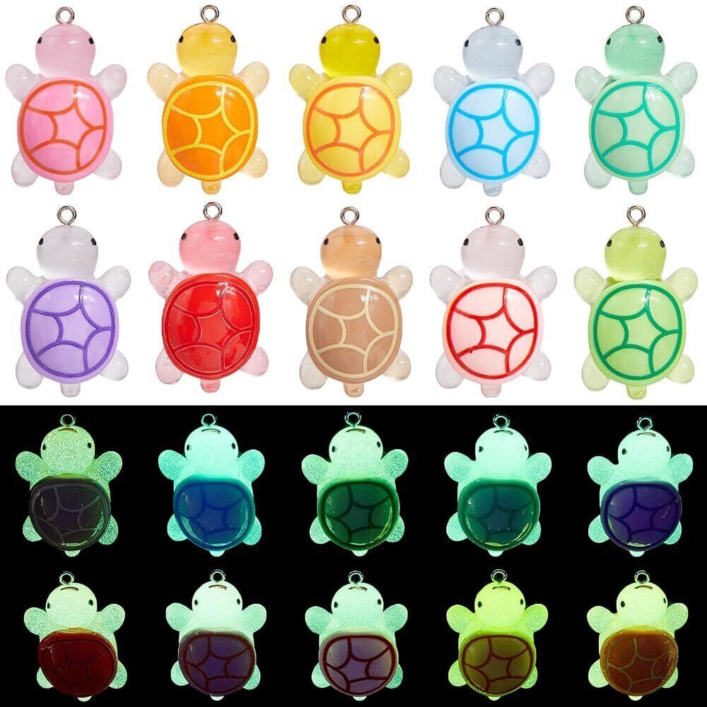 2918 20Pcs 10 Colors Glow in The Dark Turtles Miniature Turtle Figurines
